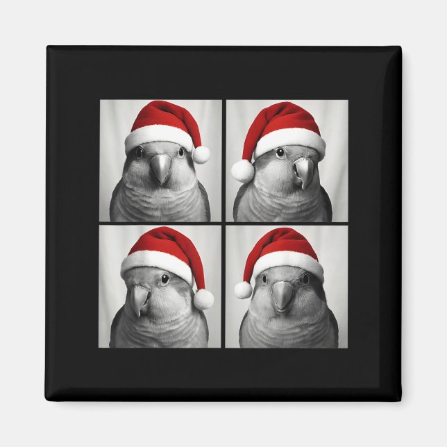 Funny Christmas Quaker Parrot Santa Photo Booth  Magnet (Front)