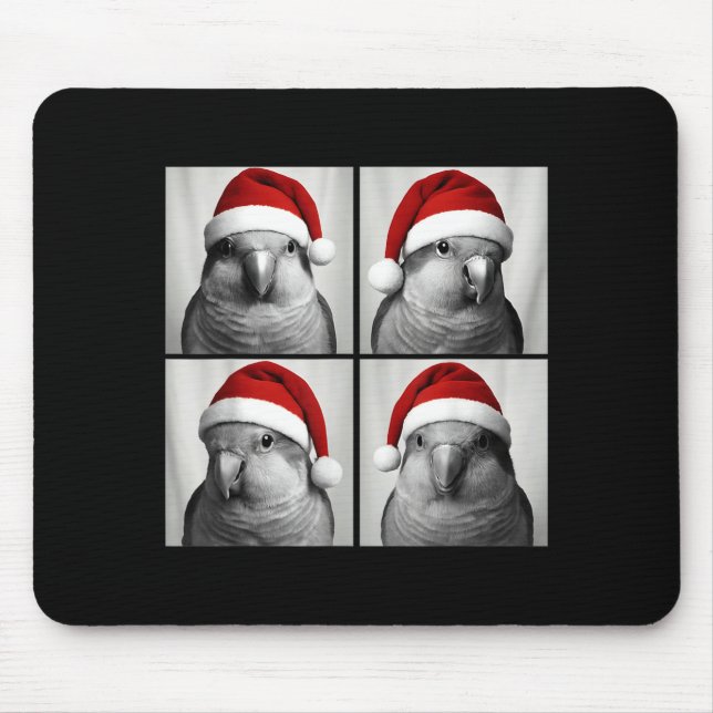 Funny Christmas Quaker Parrot Santa Photo Booth  Mouse Pad (Front)