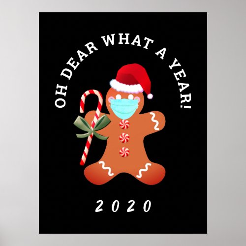 Funny Christmas Quarantine 2020 Gingerbread Man Poster