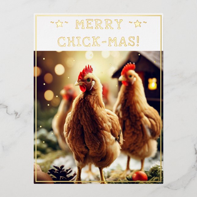 Funny Christmas Quote Cute Fun Chicks Photography Foil Holiday Postcard (Front)