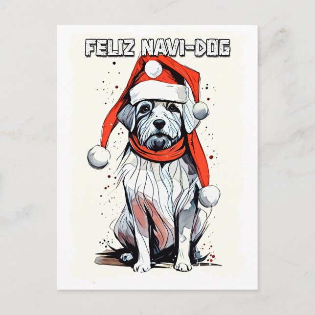 Funny Christmas Quote Cute Whimsical Santa Dog Postcard (Front)