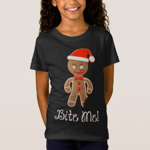 Funny Christmas Quote Saying Gingerbread Man Bite T-Shirt