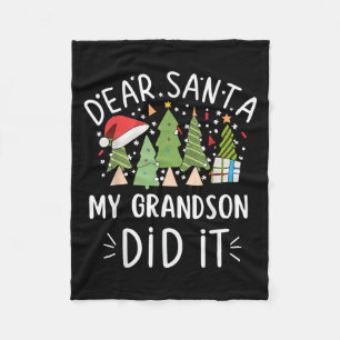 Funny Christmas Quote Sayings Dear Santa My Grands Fleece Blanket