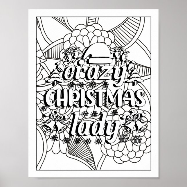 Funny Christmas Quotes Adult Coloring Poster (Front)