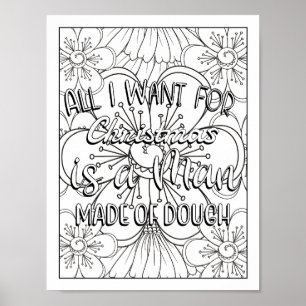 Funny Christmas Quotes Adult Coloring Poster