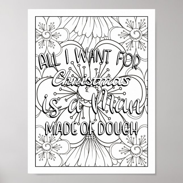Funny Christmas Quotes Adult Coloring Poster (Front)