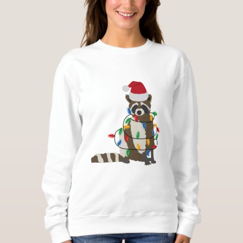 Funny Christmas Raccoon Santa Hat Xmas Lights  Sweatshirt