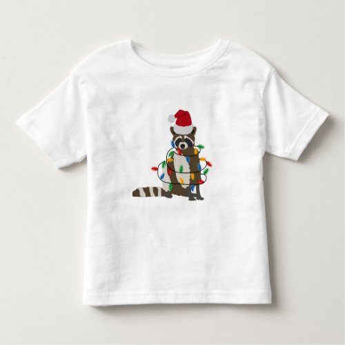 Funny Christmas Raccoon Santa Hat Xmas Lights  Toddler T_shirt