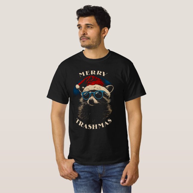 Funny Christmas Raccoon T-Shirt (Front Full)