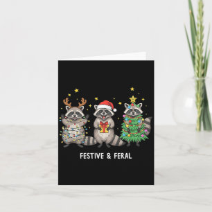 Funny Christmas Racoon - Feral But Festive Card