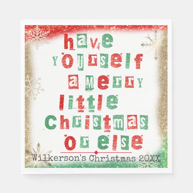 Funny Christmas Ransom Note from Santa Claus Napkins (Front)