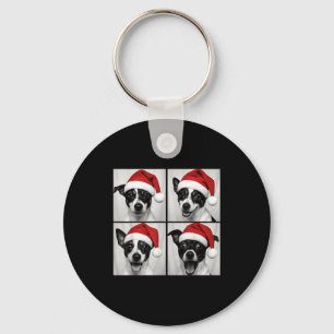 Funny Christmas Rat Terrier Santa Dog Lover Photo Keychain