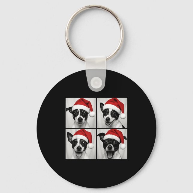 Funny Christmas Rat Terrier Santa Dog Lover Photo  Keychain (Front)