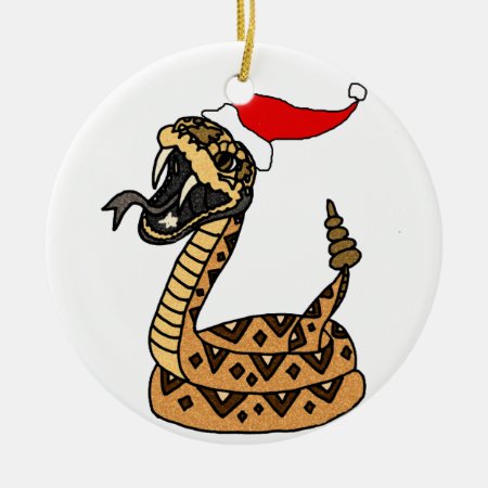 Funny Christmas Rattlesnake Ceramic Ornament