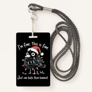 Funny Christmas Raven I’m Fine Burnout Sarcastic Badge