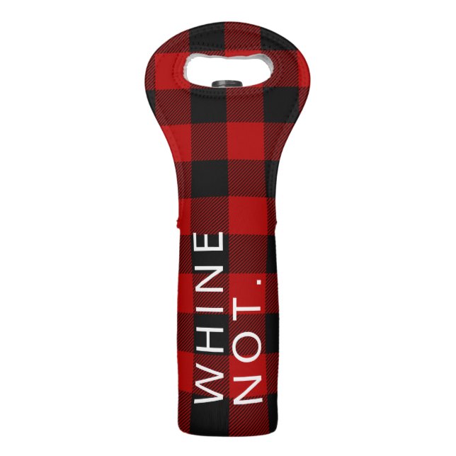 Funny Christmas Red Black Buffalo Lumberjack Plaid Wine Bag (Front)