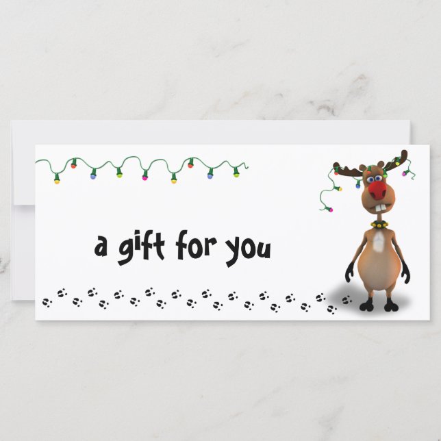 Funny Christmas Red Nose Reindeer Gift Certificate (Front)