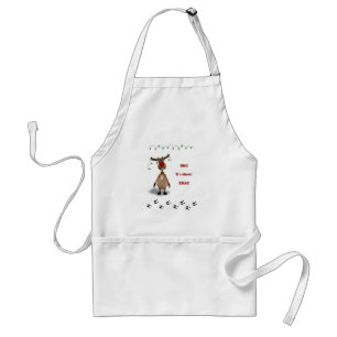 Funny Christmas Red Nosed Reindeer Adult Apron