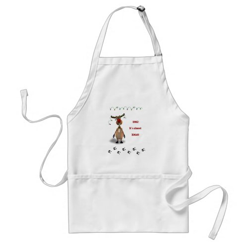 Funny Christmas Red Nosed Reindeer Adult Apron