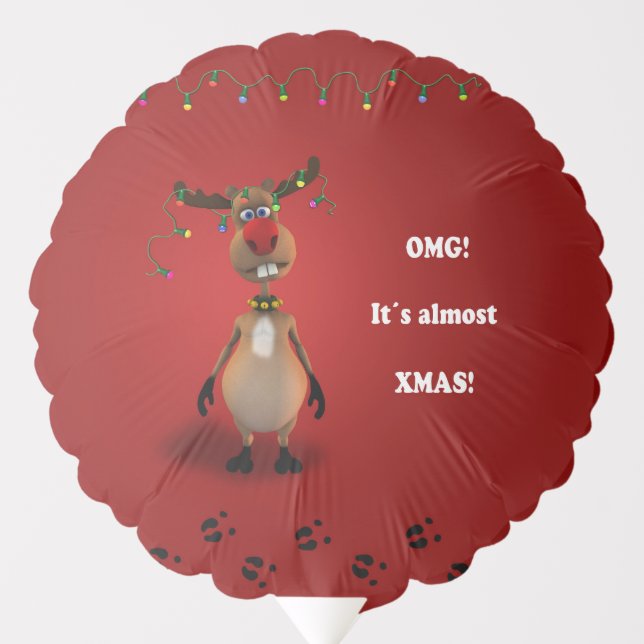 Funny Christmas Red Nosed Reindeer Balloon (Front)