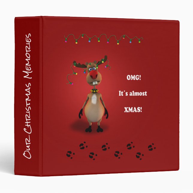 Funny Christmas Red Nosed Reindeer Binder (Front/Spine)