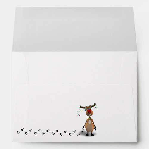 Funny Christmas Red Nosed Reindeer Envelope
