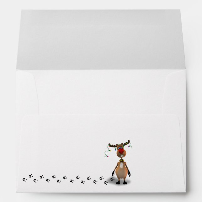 Funny Christmas Red Nosed Reindeer Envelope (Back (Bottom))