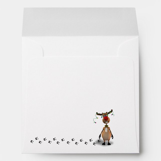 Funny Christmas Red Nosed Reindeer Envelope (Back (Bottom))
