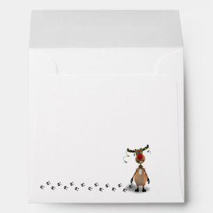 Funny Christmas Red Nosed Reindeer Envelope
