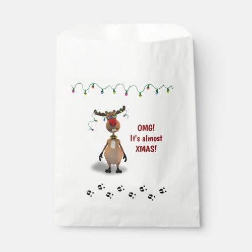 Funny Christmas Red Nosed Reindeer _ Favor Bag