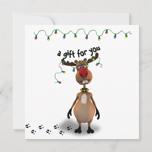 Funny Christmas Red Nosed Reindeer Gift Card