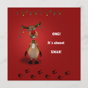 Funny Christmas Red Nosed Reindeer Invitation