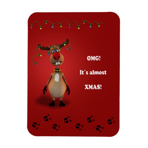 Funny Christmas Red Nosed Reindeer Magnet