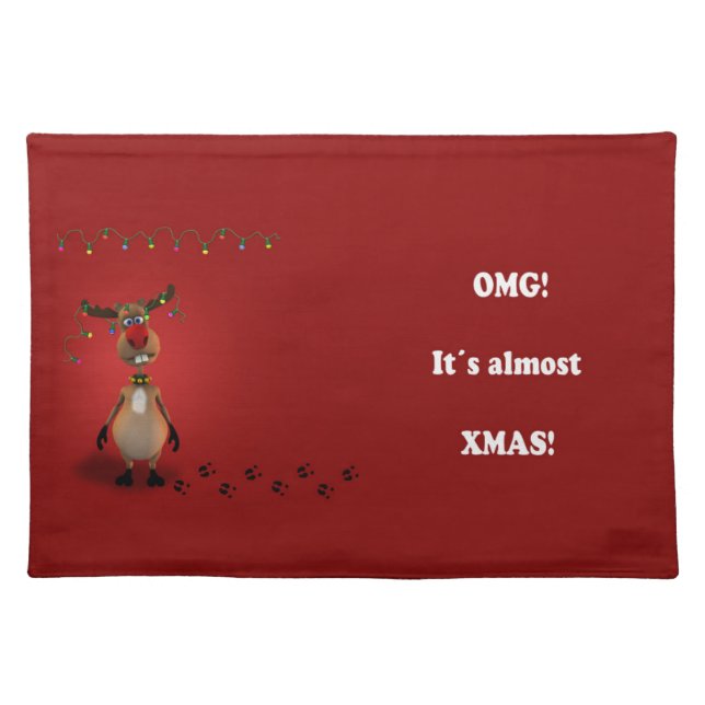 Funny Christmas Red Nosed Reindeer Placemat (Front)