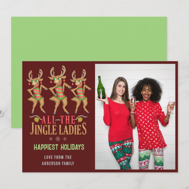 Funny Christmas Reindeer All the Jingle Ladies Holiday Card (Front/Back)
