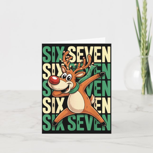 Funny Christmas Reindeer Dabbing Xmas Dab Six Seve Card (Front)