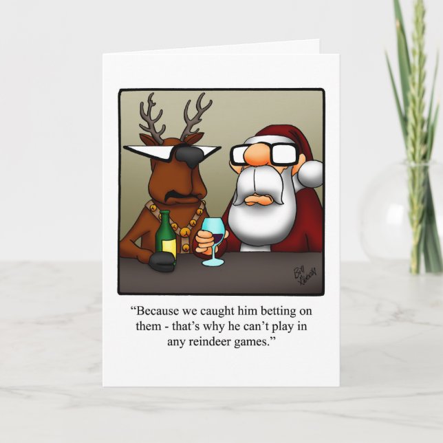 Funny Christmas Reindeer Games Humor Card (Front)