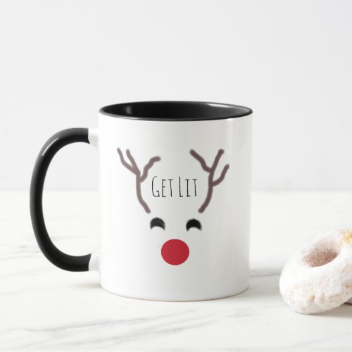 Funny Christmas Reindeer Get Lit Coffee Mug