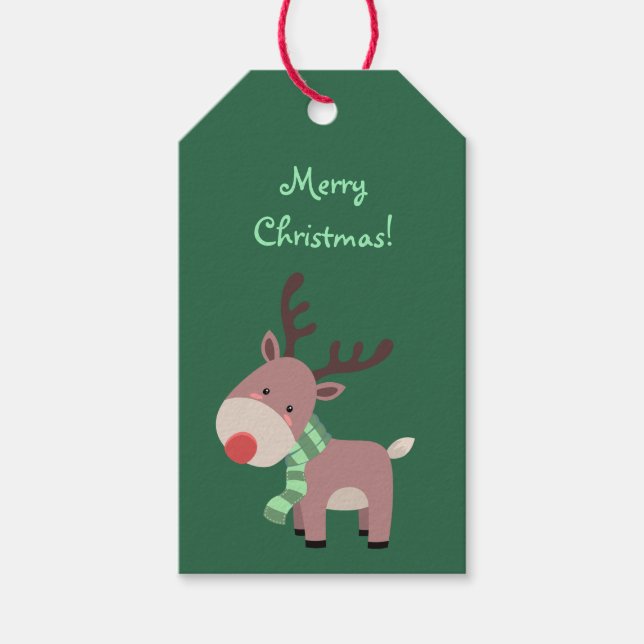 Funny Christmas Reindeer Gift Tags (Front)