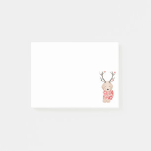 Funny Christmas Reindeer Golden Retriever Puppy Post-it Notes