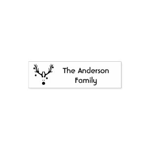 Funny Christmas reindeer head family name Self-inking Stamp