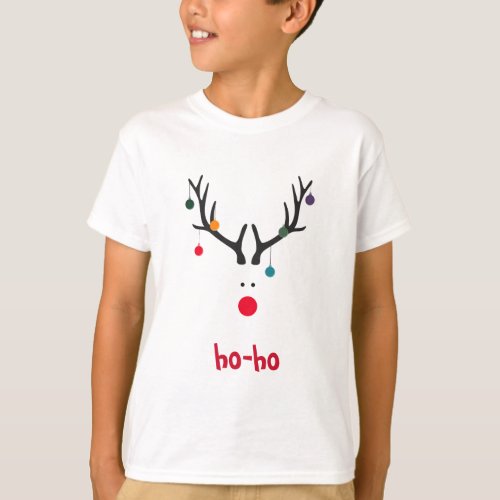 Funny Christmas reindeer head on white T_Shirt
