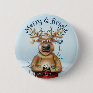 Funny Christmas Reindeer Holiday Cheer Button