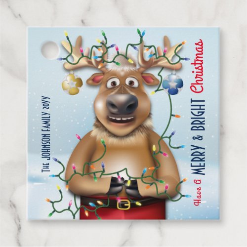 Funny Christmas Reindeer Holiday Cheer Favor Tags