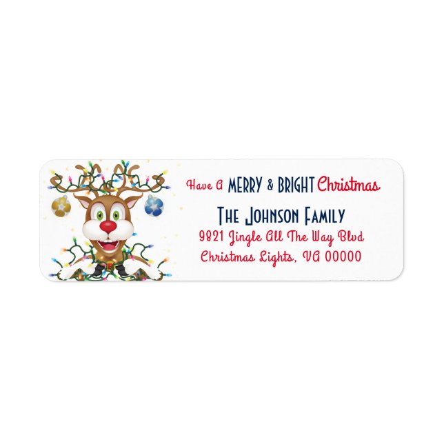 Funny Christmas Reindeer Holiday Label (Front)