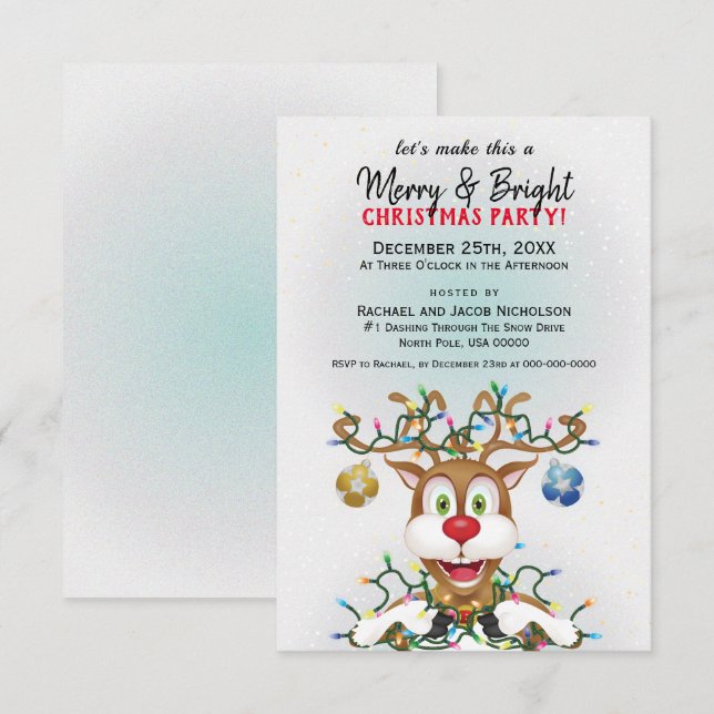 Funny Christmas Reindeer Holiday Party Invitation (Front/Back)