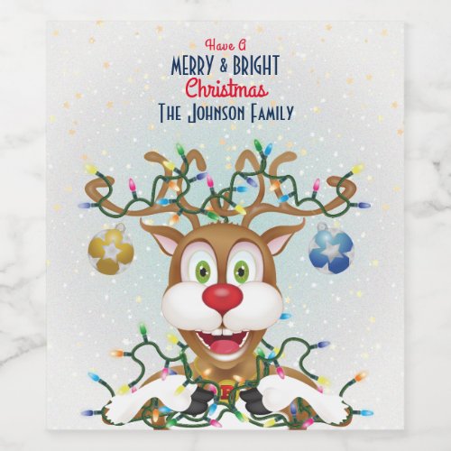 Funny Christmas Reindeer Holiday Party Wine Label