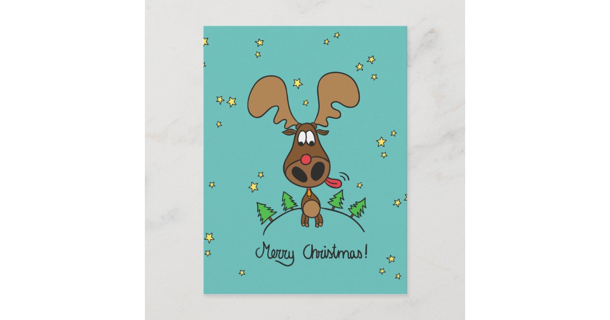 Funny Christmas reindeer Holiday Postcard Zazzle