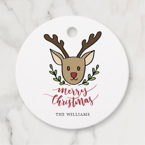 Funny Christmas Reindeer Holly Festive  Favor Tags