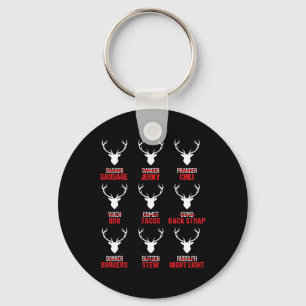 Funny Christmas Reindeer Hunter Deer Meat Hunting Keychain